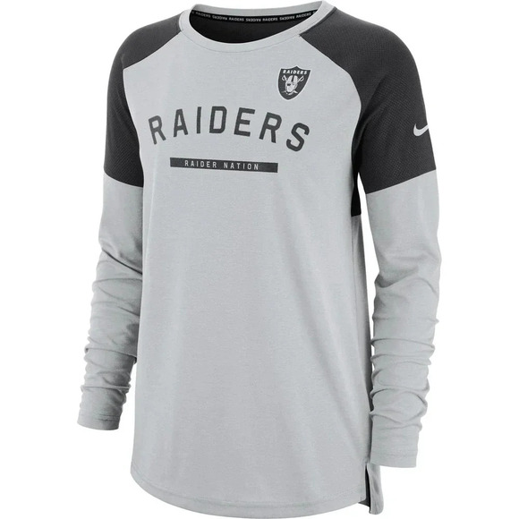 NEW Nike Oakland Raiders Tailgate Long-Sleeve T-Shirt Loose Fit Gray Womens S - Picture 2 of 10